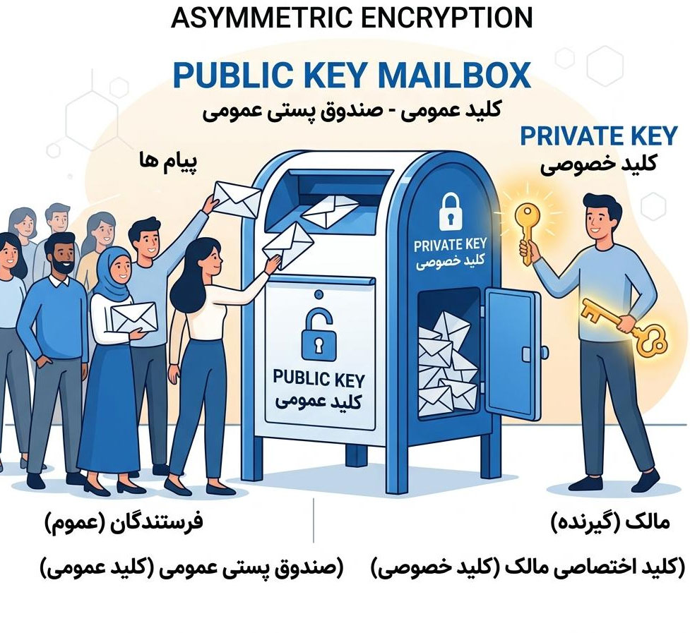 تبادل کلید رمزنگاری نامتقارن و الگوریتم rsa